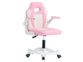 Detská otočná stolička ODELIO (ružová + biela)