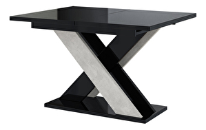 Jedálenský stôl Xalin (lesk čierny + kameň) (pre 4 až 6 osôb)