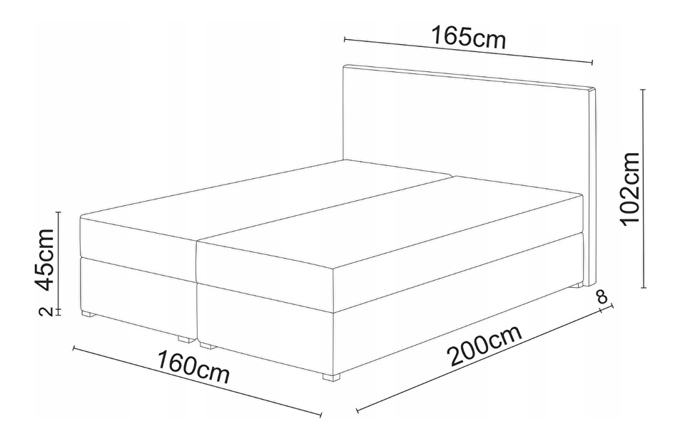 Kontinentálna posteľ 160x200 cm Waller (horčicová) (s roštom a matracom)
