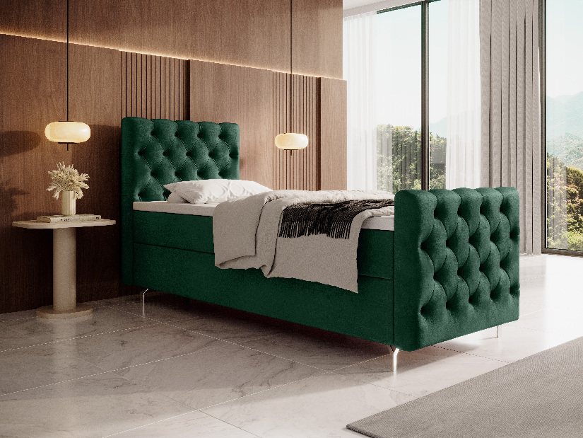 Jednolôžková posteľ 80 cm Clinton Comfort (smaragdová) (s roštom, s úl. priestorom)