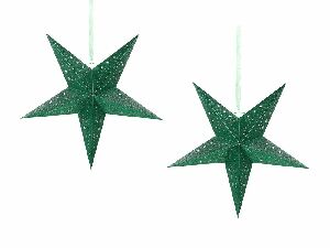 Set 2 ks závesných hviezd 45 cm Monti (zelená trblietavá)