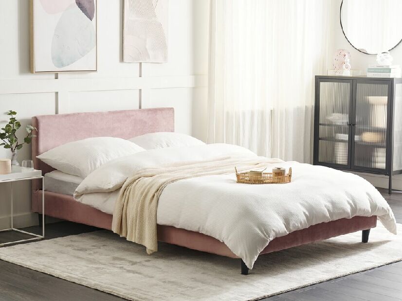 Manželská posteľ 160 cm FUTTI (s roštom) (ružová)