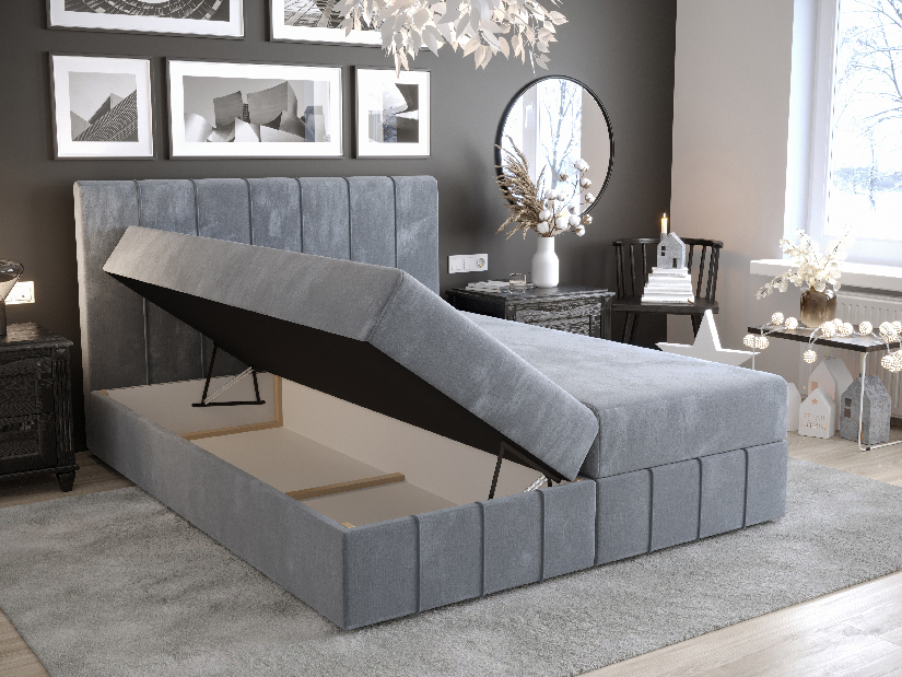 Manželská posteľ Boxspring 160 cm Barack (bordová) (s matracom a úložným priestorom)