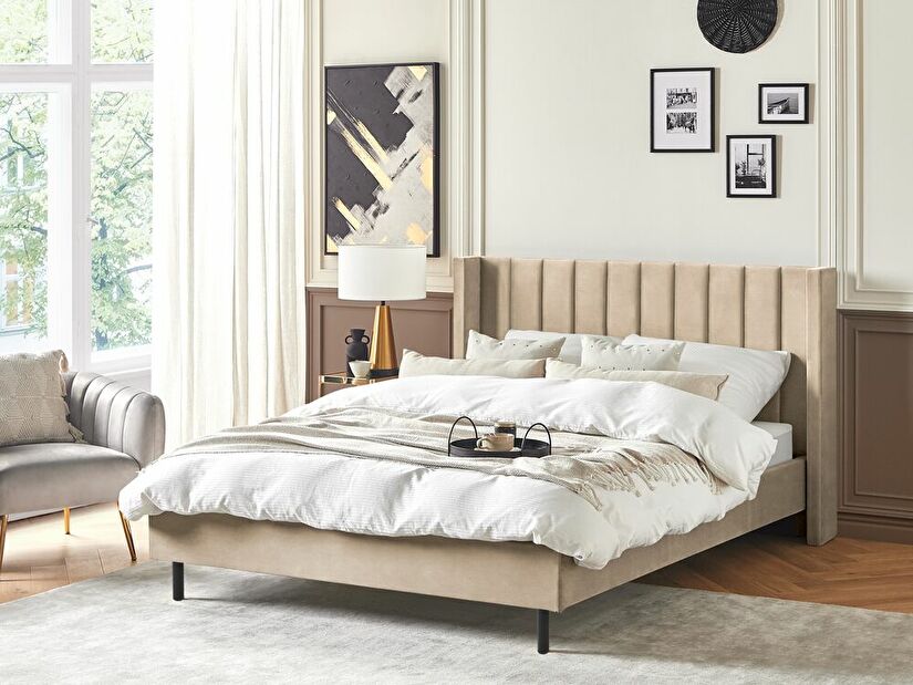 Manželská posteľ 160 cm Vue (béžová) (s roštom)