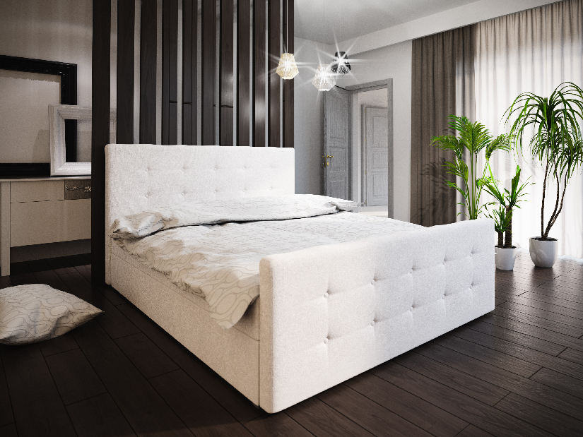Manželská posteľ Boxspring 140 cm Milagros 1 (béžová) (s matracom a úložným priestorom)