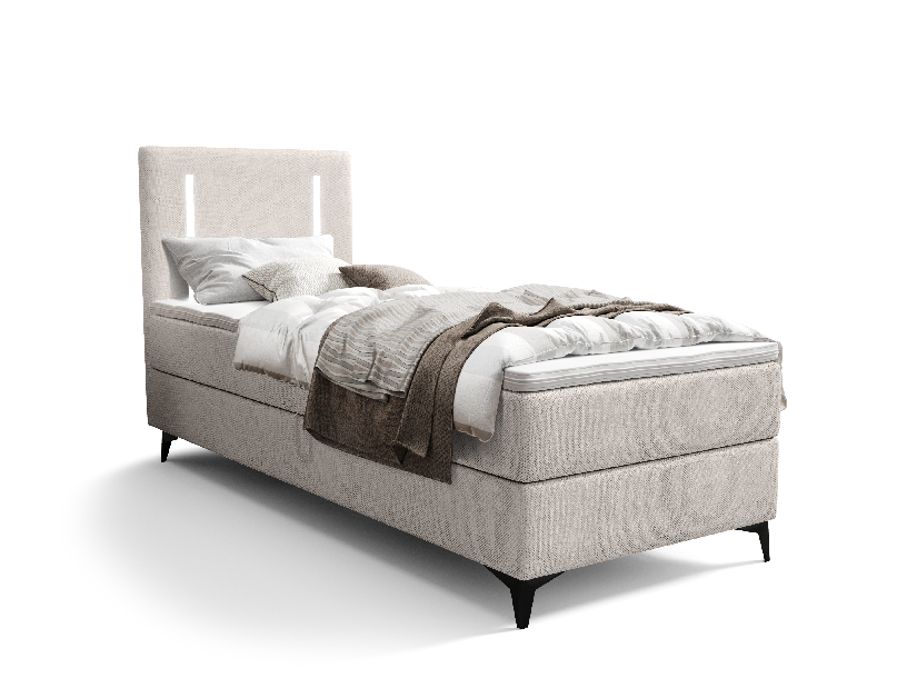 Jednolôžková posteľ 90 cm Ortega Comfort (svetlosivá) (s roštom a matracom, bez úl. priestoru) (s LED osvetlením)