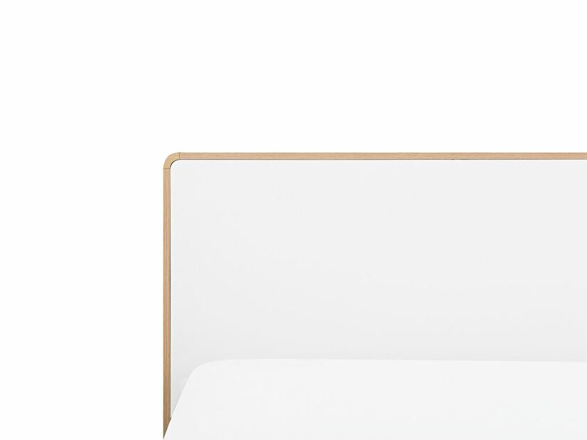 Manželská posteľ 180 cm SERVI (s roštom a LED osvetlením) (svetlé drevo)
