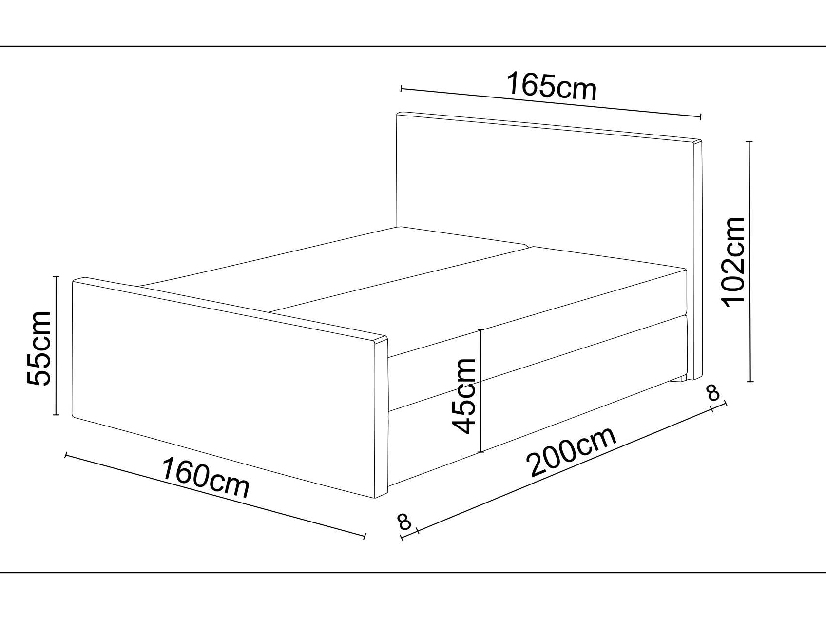 Manželská posteľ Boxspring 200 cm Milagros Comfort 1 (čierna) (s matracom a úložným priestorom)