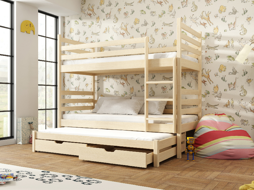 Detská posteľ 80 x 180 cm TORI (s roštom a úl. priestorom) (borovica)