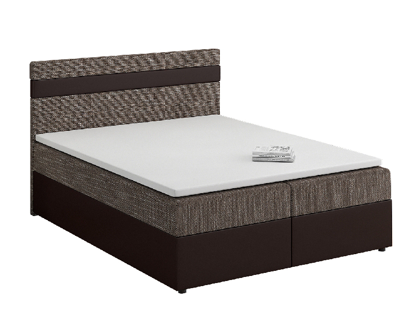 Kontinentálna posteľ 140x200 cm Mimosa (melírovaná hnedá + tmavohnedá) (s roštom a matracom)
