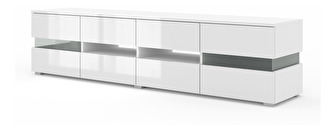 TV stolík/skrinka Vaimo (matná biela + lesklá biela)