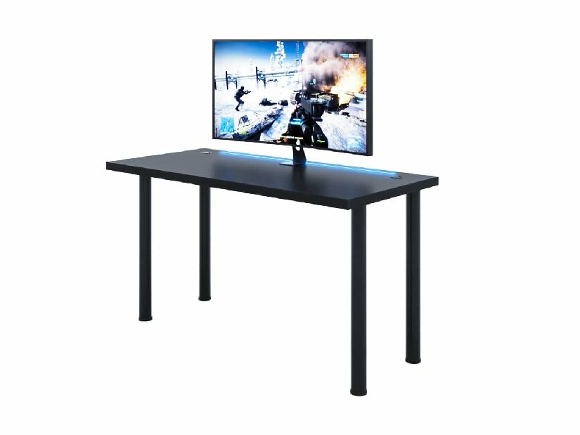 Herný pc stôl Gamer X (čierna) (s RGB LED osvetlením)