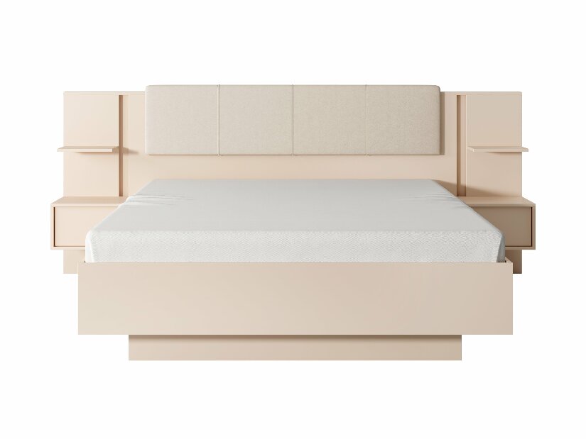Manželská posteľ 160 cm s nočnými stolíkmi Danton K (s úložným priestorom) (bez matraca a roštu) (béžová)