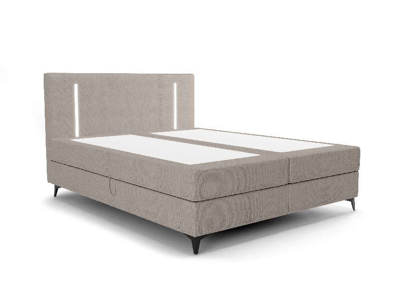 Manželská posteľ 200 cm Ortega Bonell (hnedosivá) (s roštom, s úl. priestorom) (s LED osvetlením)