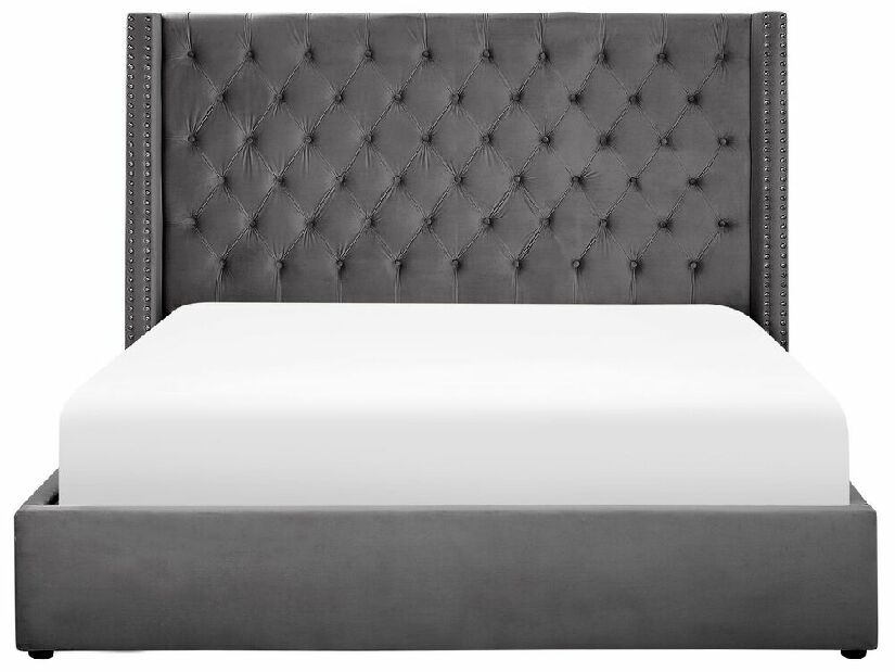 Manželská posteľ 180 cm LUBECK (polyester) (šedá) (s roštom)