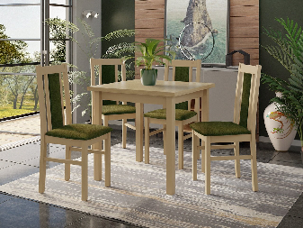 Stôl so 4 stoličkami AL27 Mirjan Arnold (Sonoma + olivová)