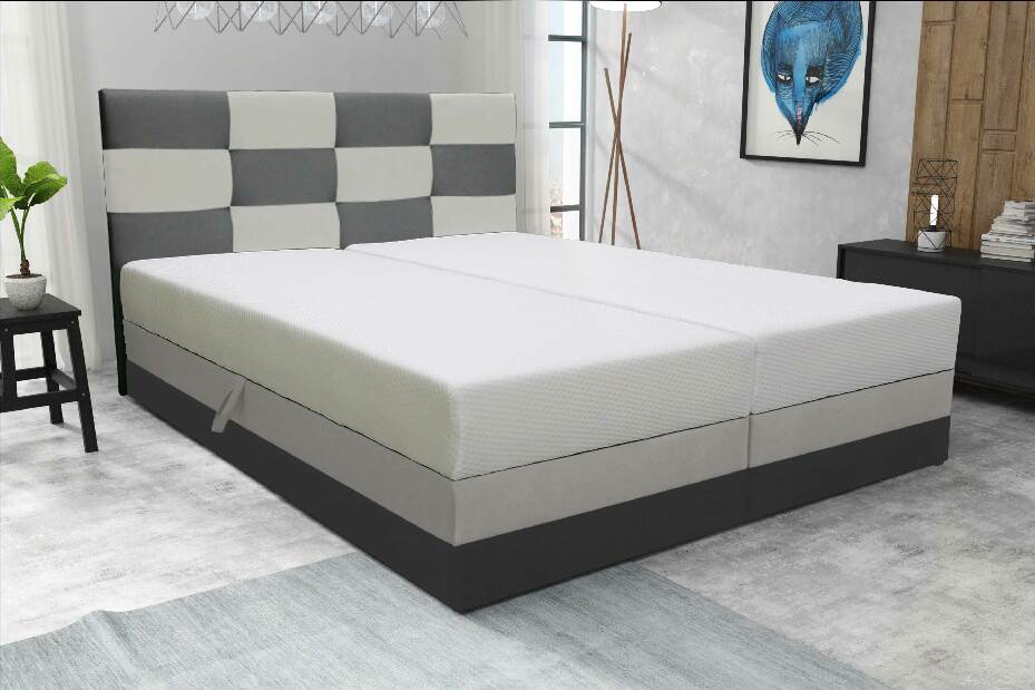 Manželská posteľ 160 cm Marion (hnedá + svetlosivá) (s roštom a matracom)