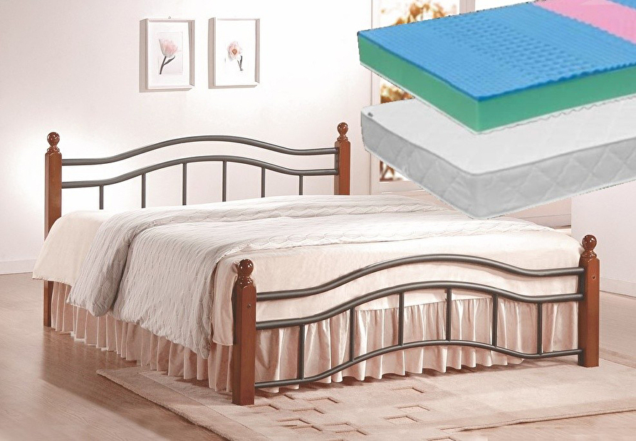 2x penový matrac + manželská posteľ 160 cm Calabria + Bonito MOB-4463