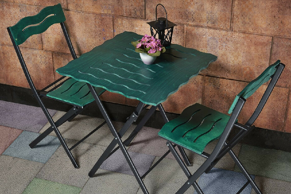 Súprava záhradného stola a stoličiek (3 kusy) Bonita (zelená + čierna)