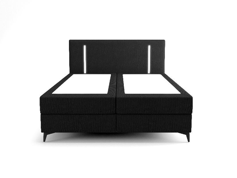 Manželská posteľ 200 cm Ortega Comfort (čierna) (s roštom a matracom, s úl. priestorom) (s LED osvetlením)