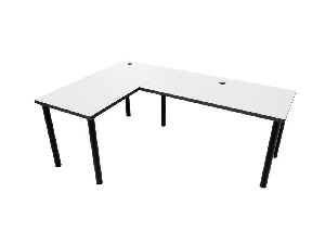 Rohový herný pc stôl Gamer N (biela + čierna) (L)