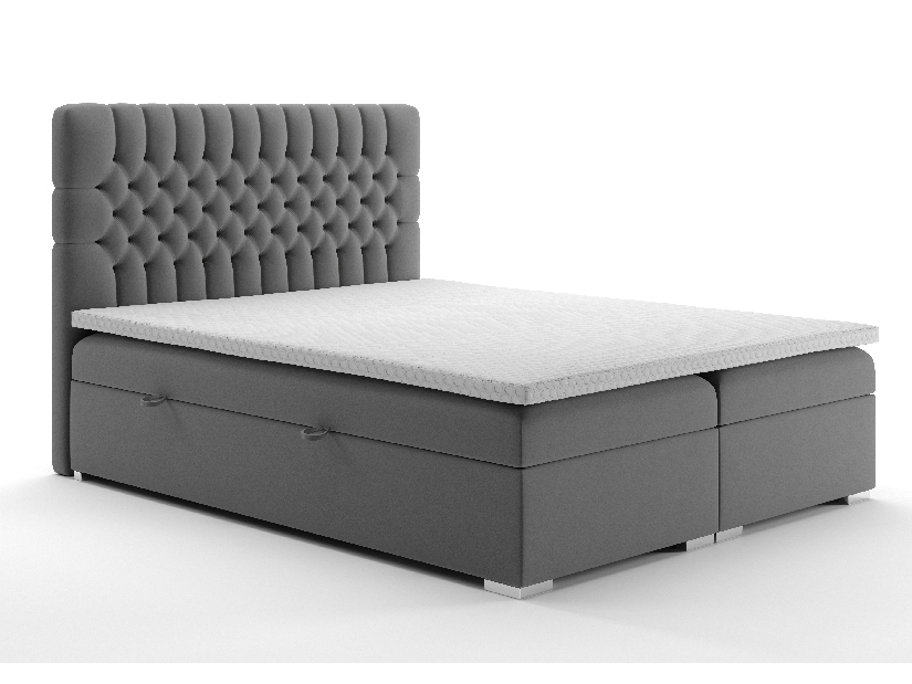 Kontinentálna posteľ 140 cm Daliny (sivá) (s úložným priestorom)