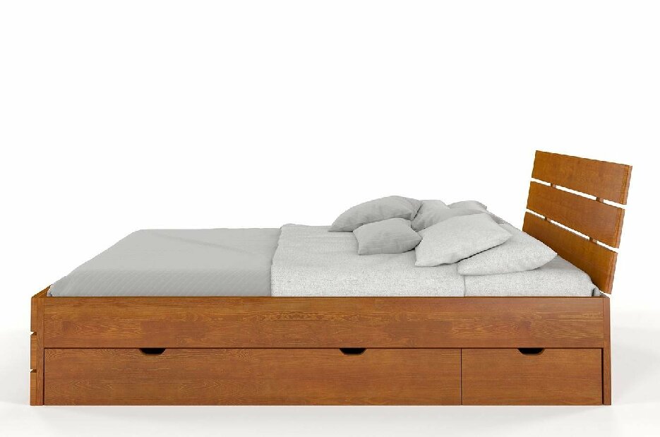 Manželská posteľ 180 cm Naturlig Lorenskog High Drawers (borovica)