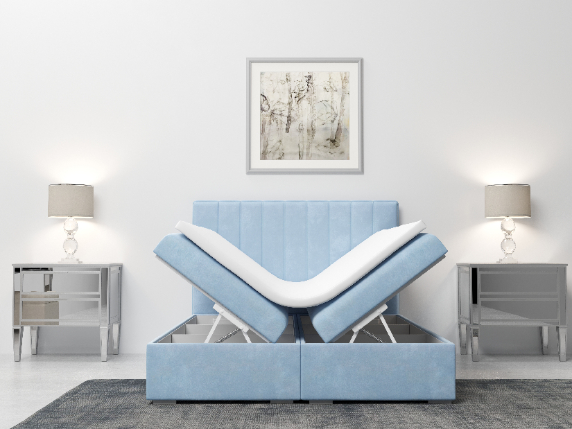 Kontinentálna posteľ 180 cm Ranaly (modrá) (s úložným priestorom)