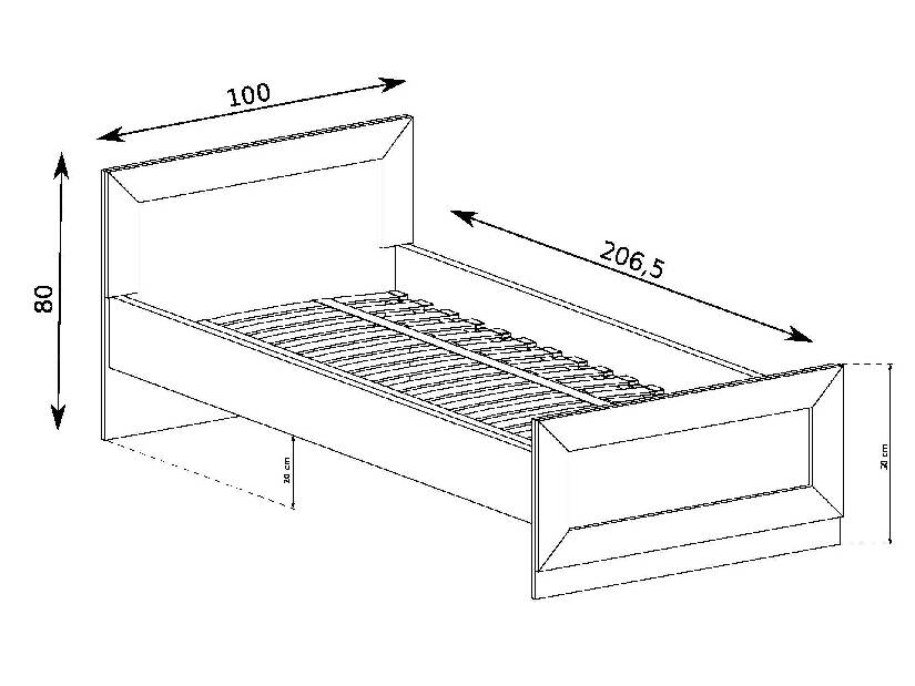 Jednolôžková posteľ 90 cm Titanus 21 (dub lefkas)