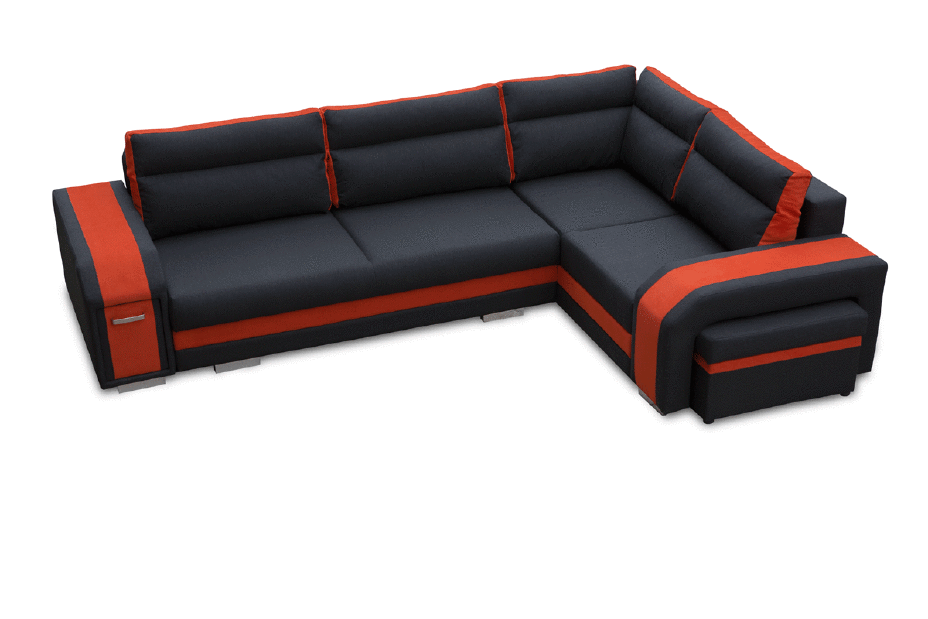 Rohová sedačka Asperata (tmavosivá + oranžová) (L)