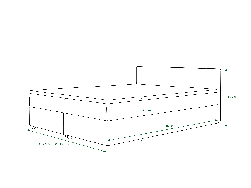 Manželská posteľ Boxspring 180 cm Linda Comfort (vzor + čierna) (s matracom a úložným priestorom)