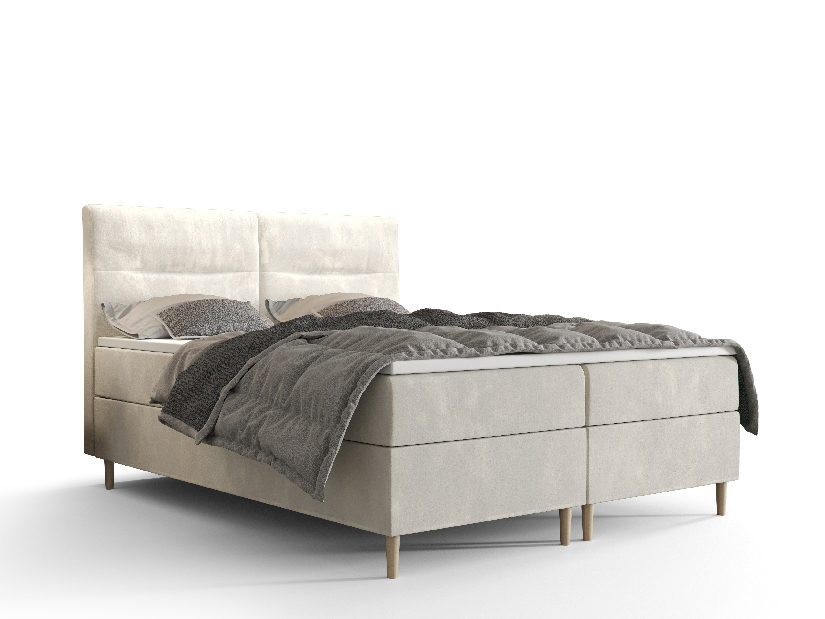 Manželská posteľ Boxspring 180 cm Saruta (béžová) (s matracom a úložným priestorom)