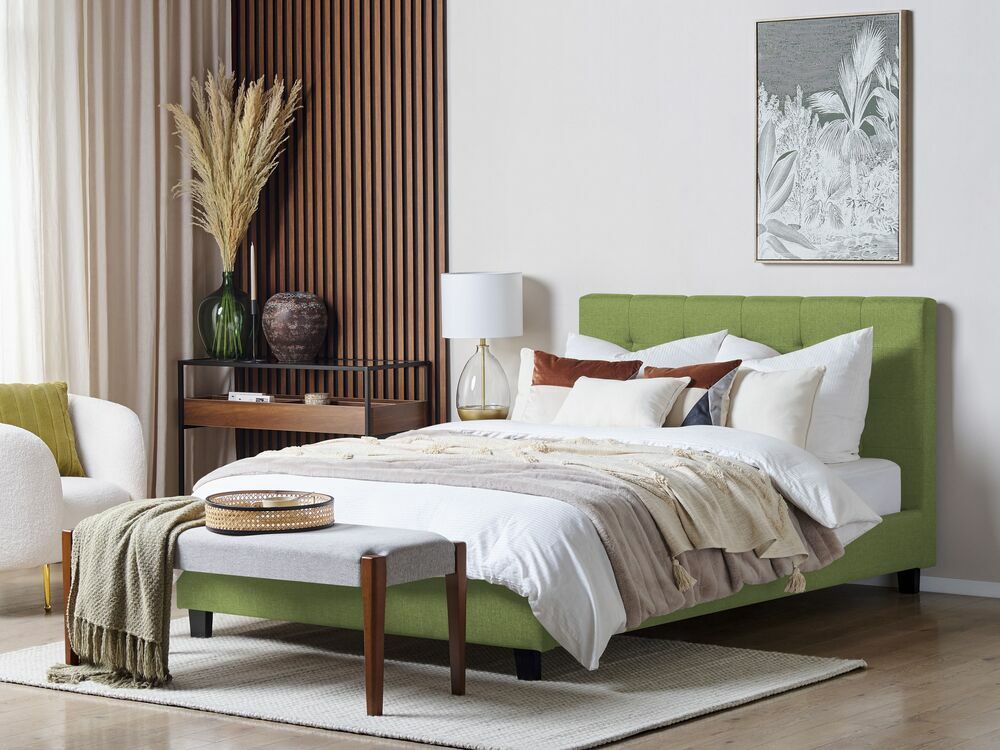 Manželská posteľ 160 cm Rhiannon (zelená) (s roštom)