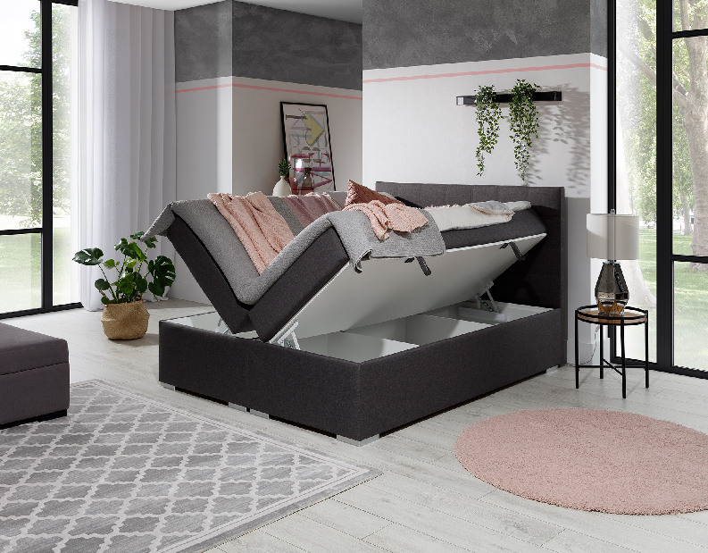 Kontinentálna posteľ 140 cm Abbie (tmavosivá) (s matracmi)