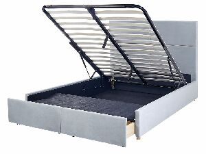 Manželská posteľ 140 cm Vissarion (sivá) (s roštom a úložným priestorom)