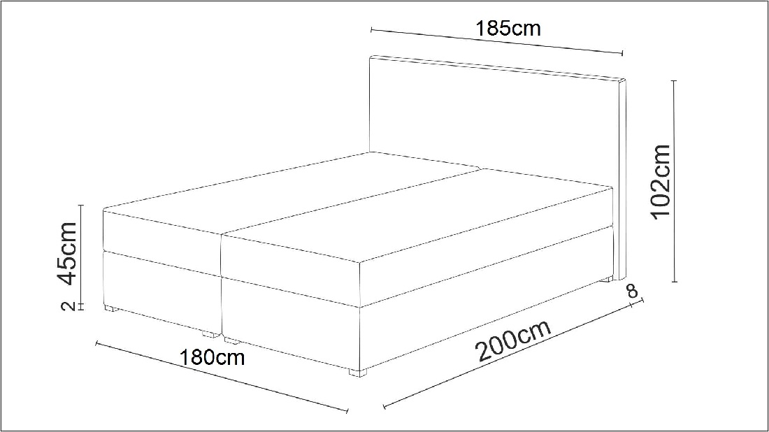 Manželská posteľ 180 cm Trachalio (biela + čiernobéžová) (s matracom)