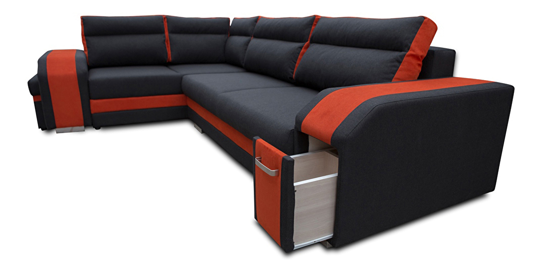 Rohová sedačka Asperata (tmavosivá + oranžová) (L)