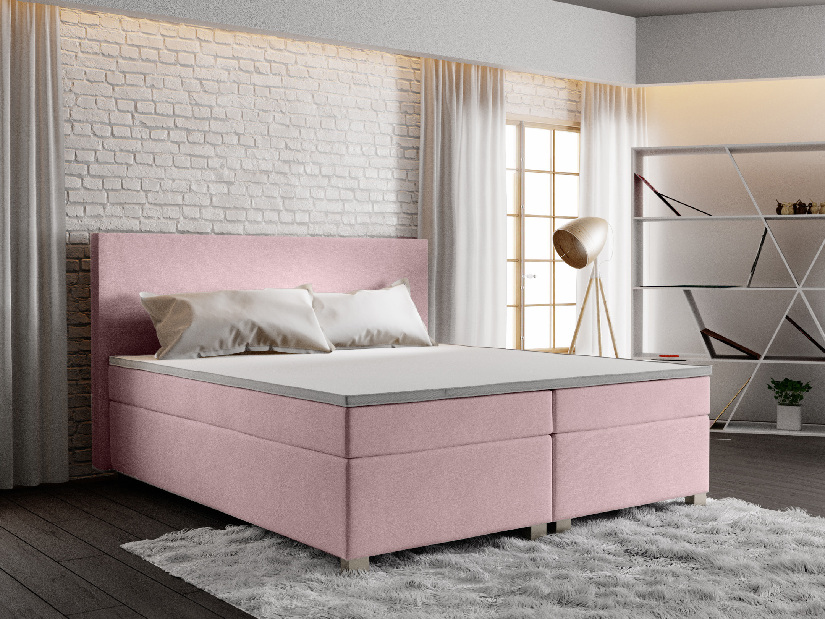 Manželská posteľ Boxspring 180 cm Simon (ružová) (s matracom, bez úložného priestoru)