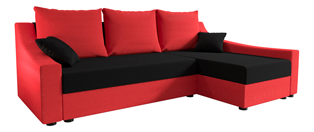 Rohová sedacia súprava Opal L (červená + čierna) (P)