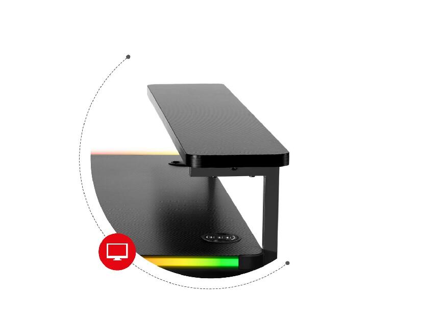 PC stolík Hyperion 5.0 (čierna + viacfarebná) (s LED osvetlením)