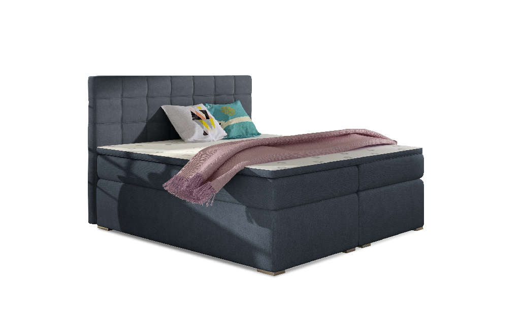 Kontinentálna posteľ 180 cm Abbie (modrá) (s matracmi)