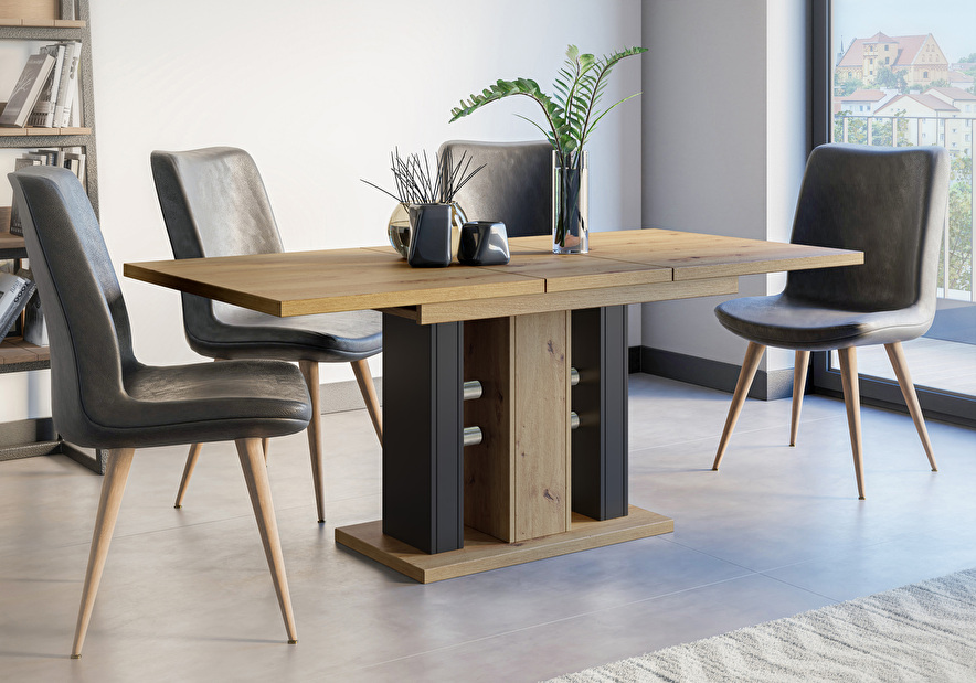 Jedálenský stôl Wamo (artisan + čierna) (pre 6 až 8 osôb)