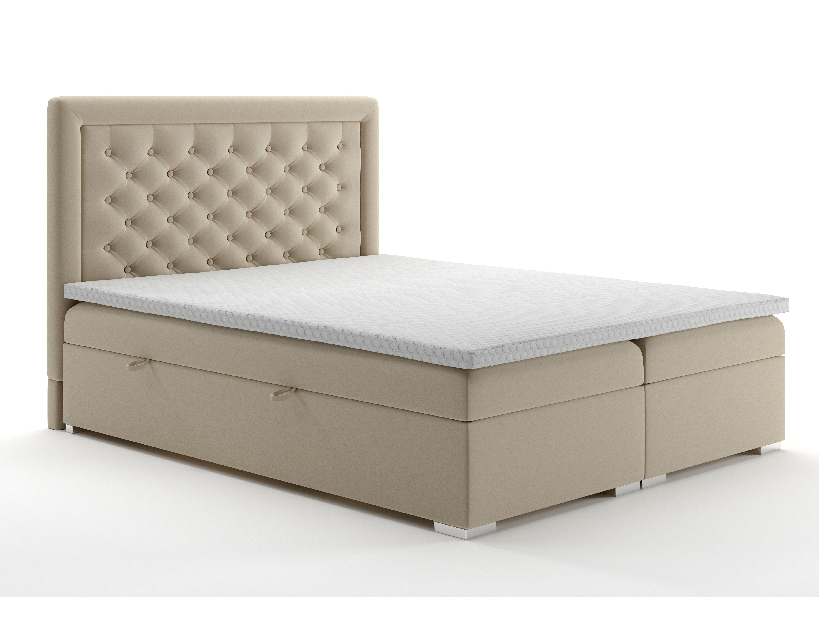Kontinentálna posteľ 140 cm Gllamy (béžová) (s úložným priestorom)