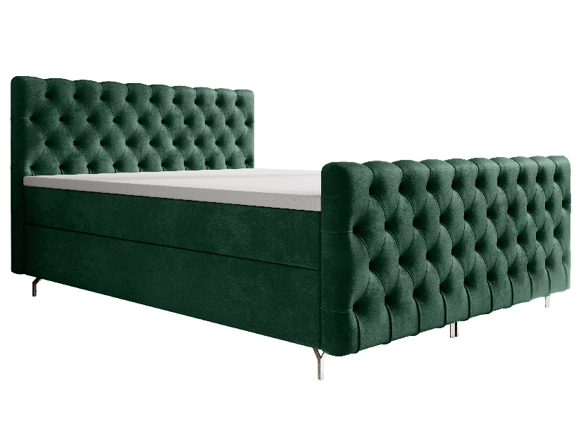 Manželská posteľ 180 cm Clinton Comfort (smaragdová) (s roštom, s úl. priestorom)