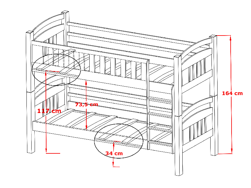 Detská posteľ 80 x 180 cm Irwin (s roštom a úl. priestorom) (biela)