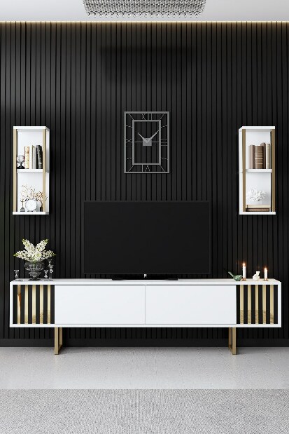 TV stolík/skrinka Golden (Biela + Čierna)