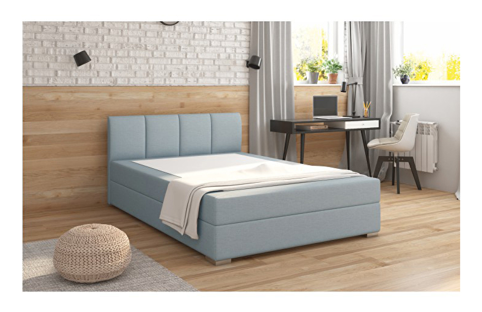 Manželská posteľ Boxspring 140 cm Rhoni (mentolová) (s roštom, matracom a úl. priestorom)