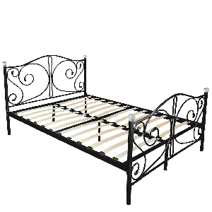 Kovová posteľ s kryštálmi Mirjan Drystan (čierna) (140x200)