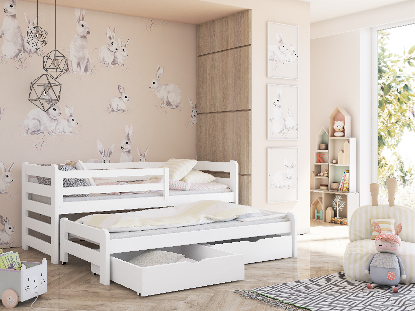 Detská posteľ 90 cm Simo (biela) (s roštom) *výpredaj
