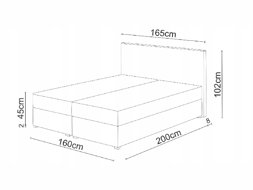 Kontinentálna posteľ 160x200 cm Mimosa (melírovaná svetlosivá + tmavosivá) (s roštom a matracom)